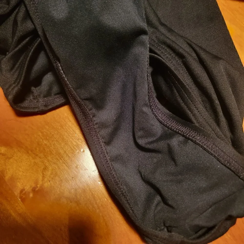 Michael Kors Shirred Maillot Black One Piece Bathing Suit Size 10